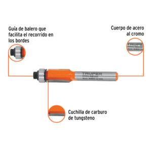 Alternative view of Broca para router, corte recto, 3/8' con balero, TRUPER