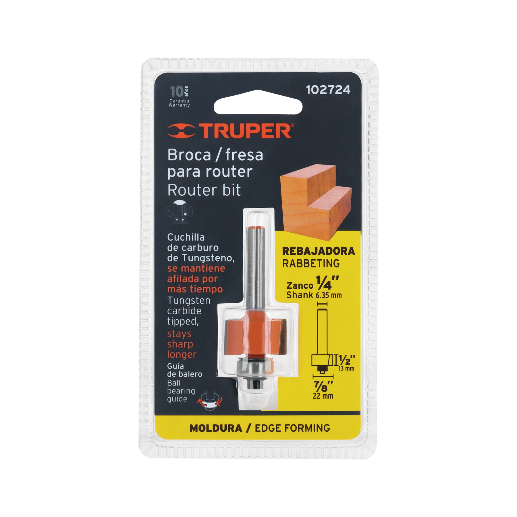 Broca para router, rebajado, 7/8' con balero, TRUPER - Imagen 4