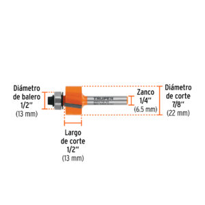 Broca para router, rebajado, 7/8' con balero, TRUPER - Imagen 3