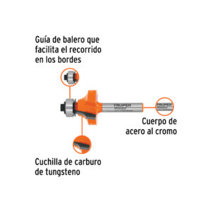 Alternative view of Broca para router, redondeado, 1' con balero, TRUPER