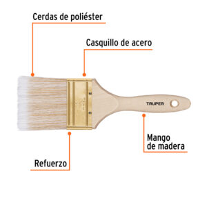 Alternative view of Brocha cerdas sintéticas 3' corte recto, mango de madera