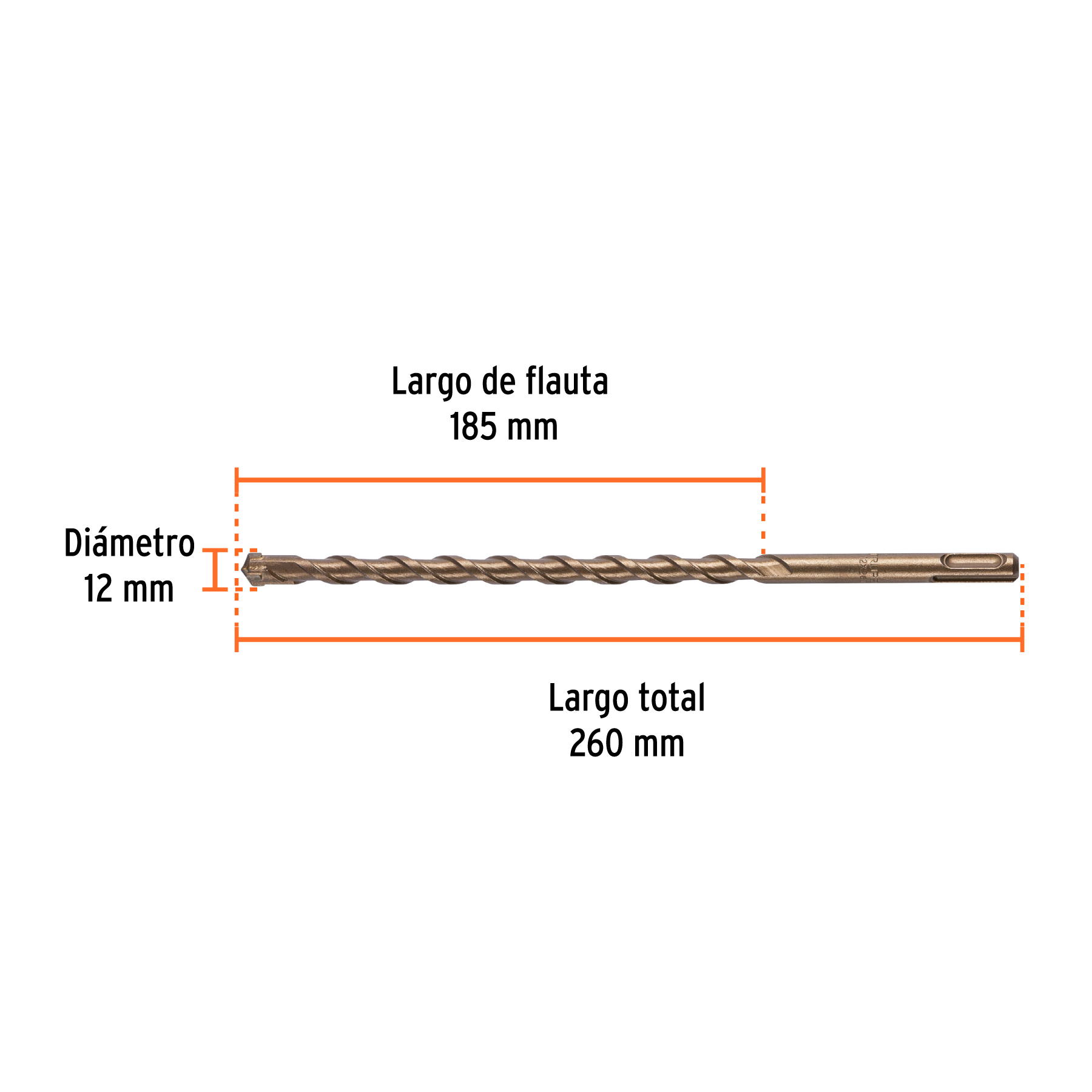 Broca SDS Plus 12 x 260 mm, TRUPER - Imagen 3