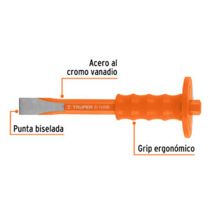 Alternative view of Cincel de corte frío 1 x 10' con grip, TRUPER