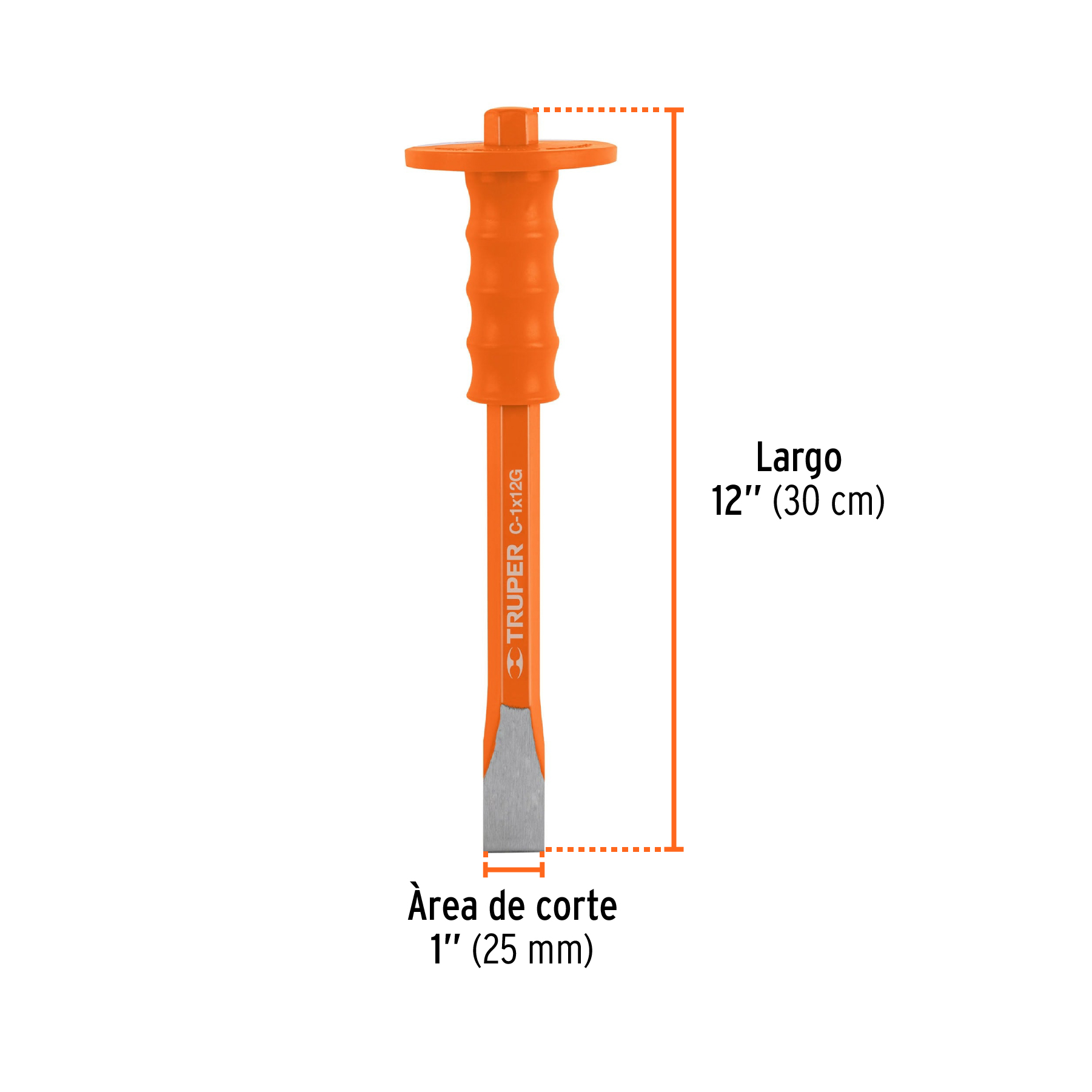 Cincel de corte frío 1 X 12' con grip, TRUPER - Imagen 3