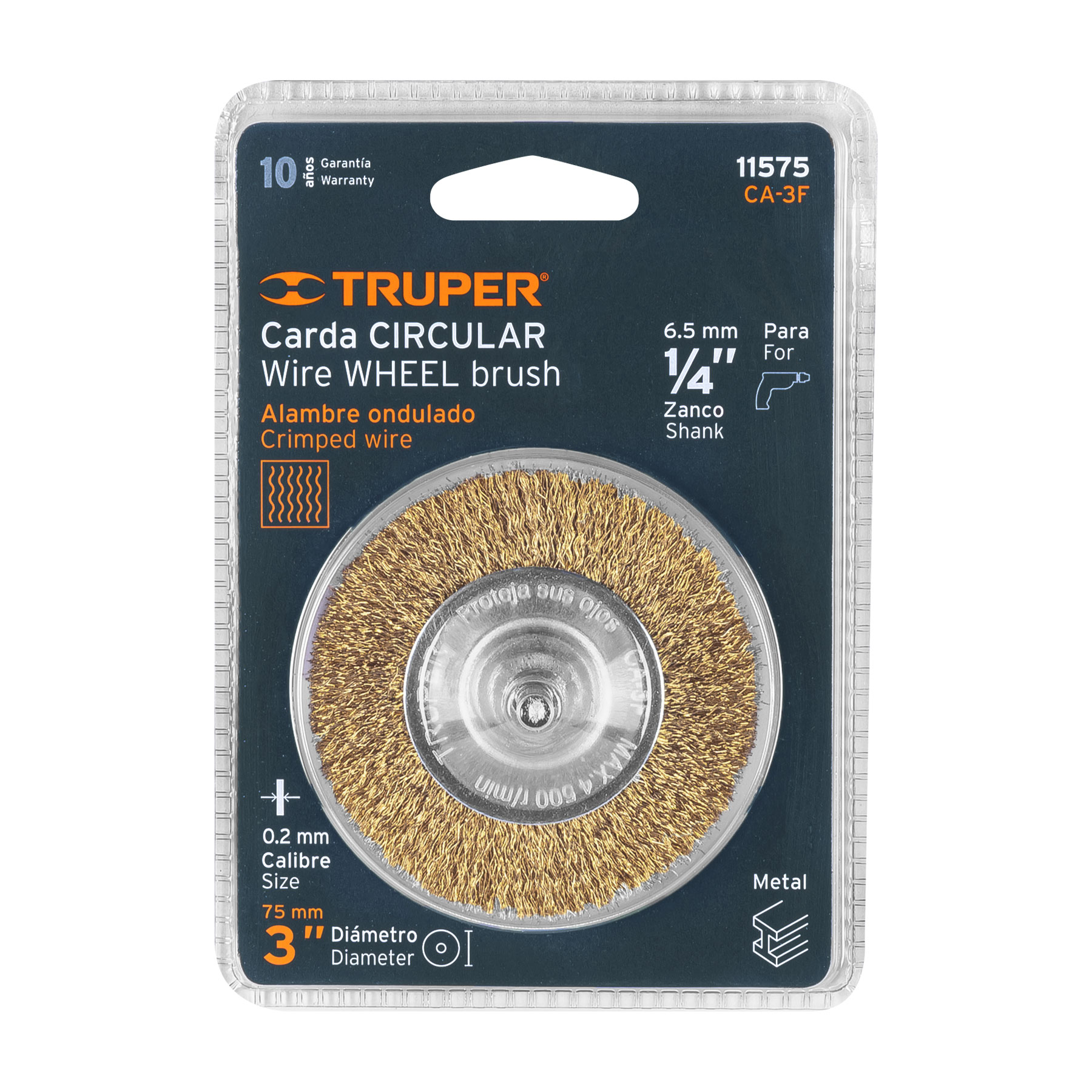 Carda circular 3' alambre fino para taladro, TRUPER - Imagen 4