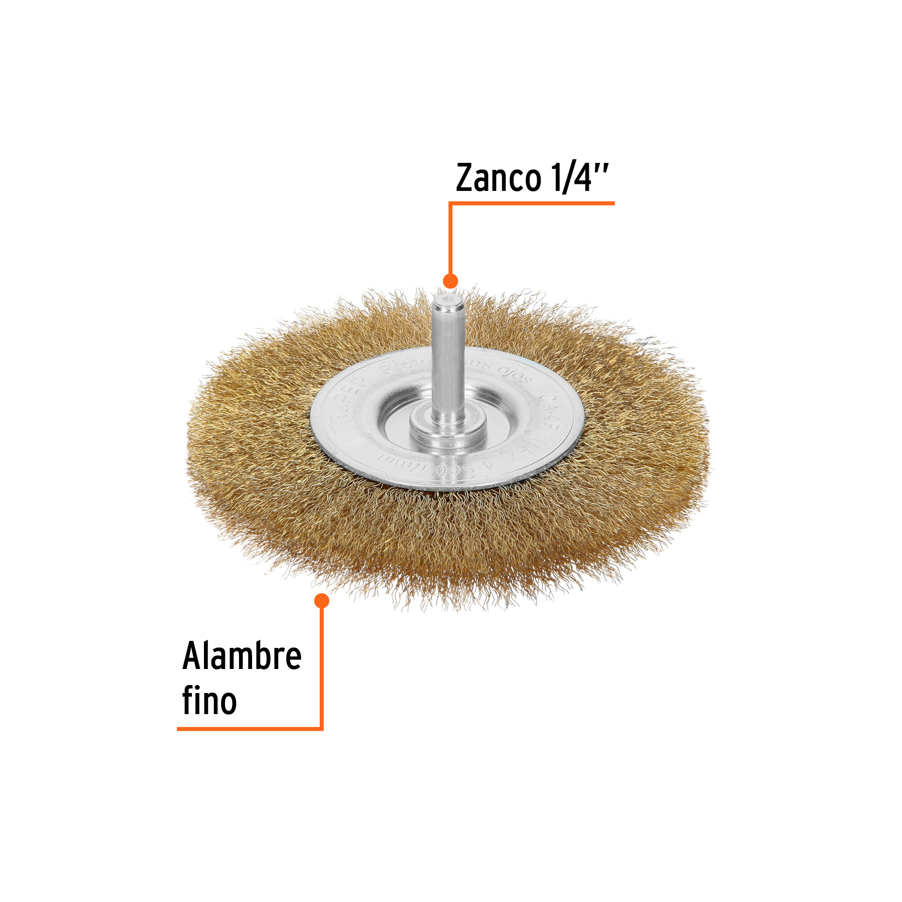 Carda circular 4' alambre fino para taladro, TRUPER - Imagen 2