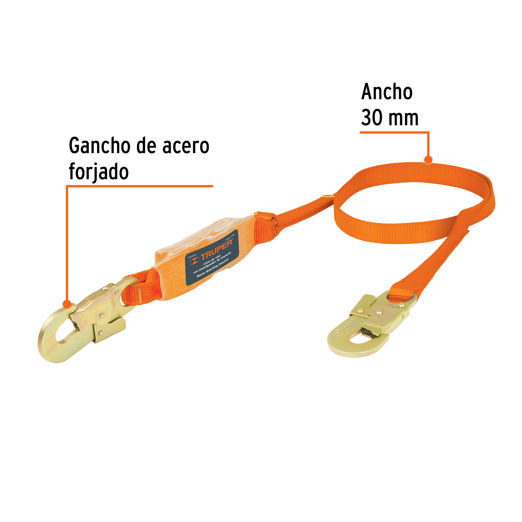 Línea de vida 1.8 m cinta poliéster con absorbedor impacto - Imagen 2