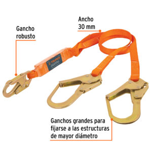 Alternative view of Línea vida absorbedor impacto doble brazo gancho grande,ANSI