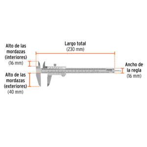 Alternative view of Calibrador vernier analógico 6', acero inox, std y mm,TRUPER