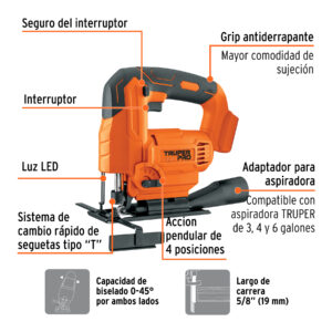 Alternative view of Sierra caladora 20V, sin accesorios, TRUPER PRO
