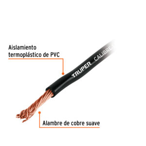 Carrete con 3.5 m de cable primario negro calibre 12, TRUPER - Imagen 3
