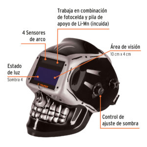 Alternative view of Careta electrónica para soldar sombra 9-13, calavera, TRUPER