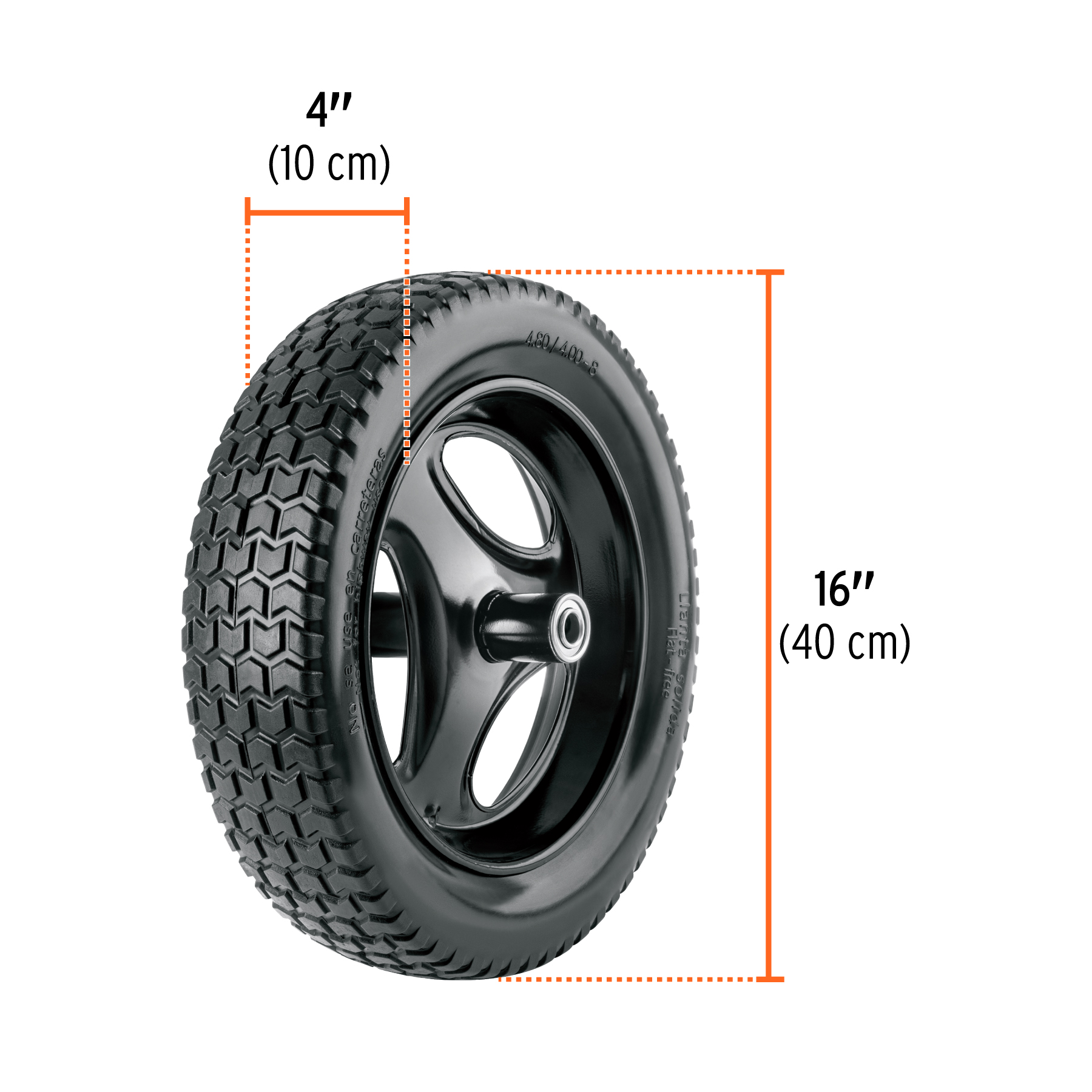 Carretilla 4.75 ft3 angosta, neumática, tubular, TRUPER - Imagen 3