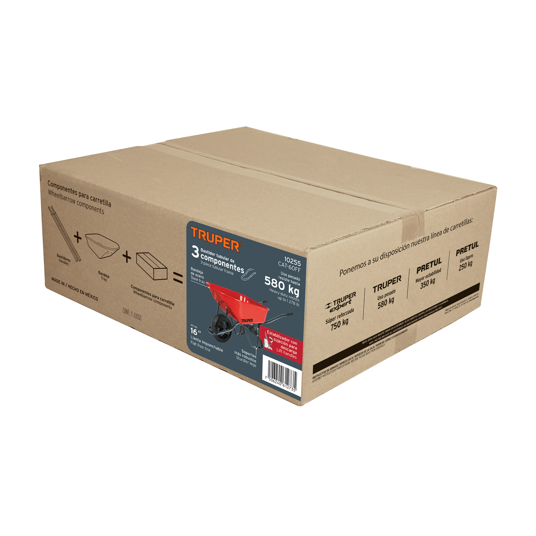 Carretilla 6 ft3 Imponchable, bastidor tubular, TRUPER - Imagen 7