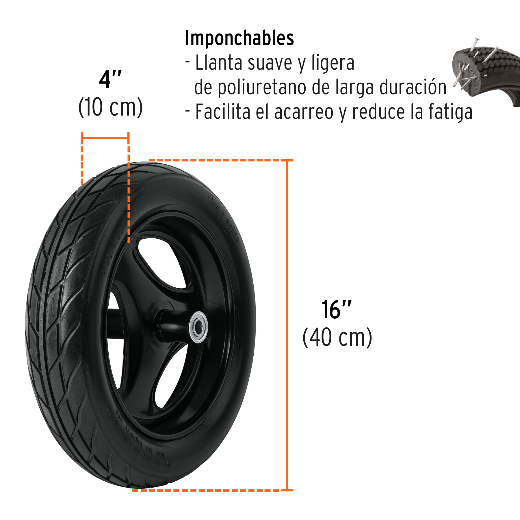 Carretilla concha plástica 6 ft Imponchable b/tubular,Truper - Imagen 3