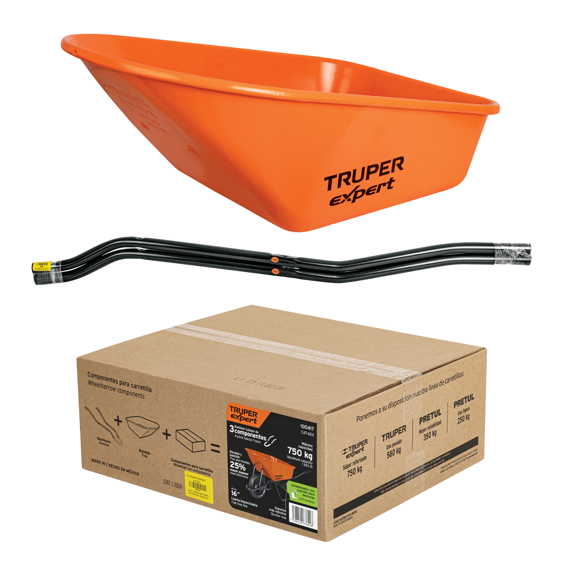 Carretilla 6ft3 Imponchable, bastidor tubular, TRUPER EXPERT - Imagen 7