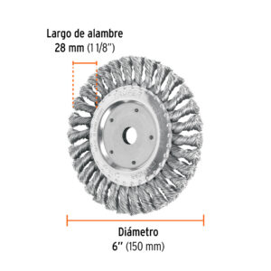 Carda trenzado fino 6' x 5/8' para esmeril, TRUPER - Imagen 3