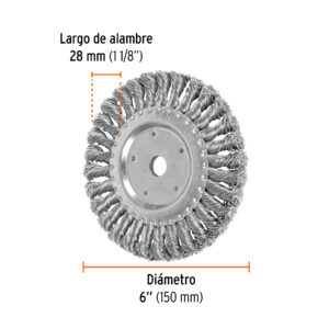 Carda trenzado grueso 6' x 5/8' para esmeril, TRUPER - Imagen 3