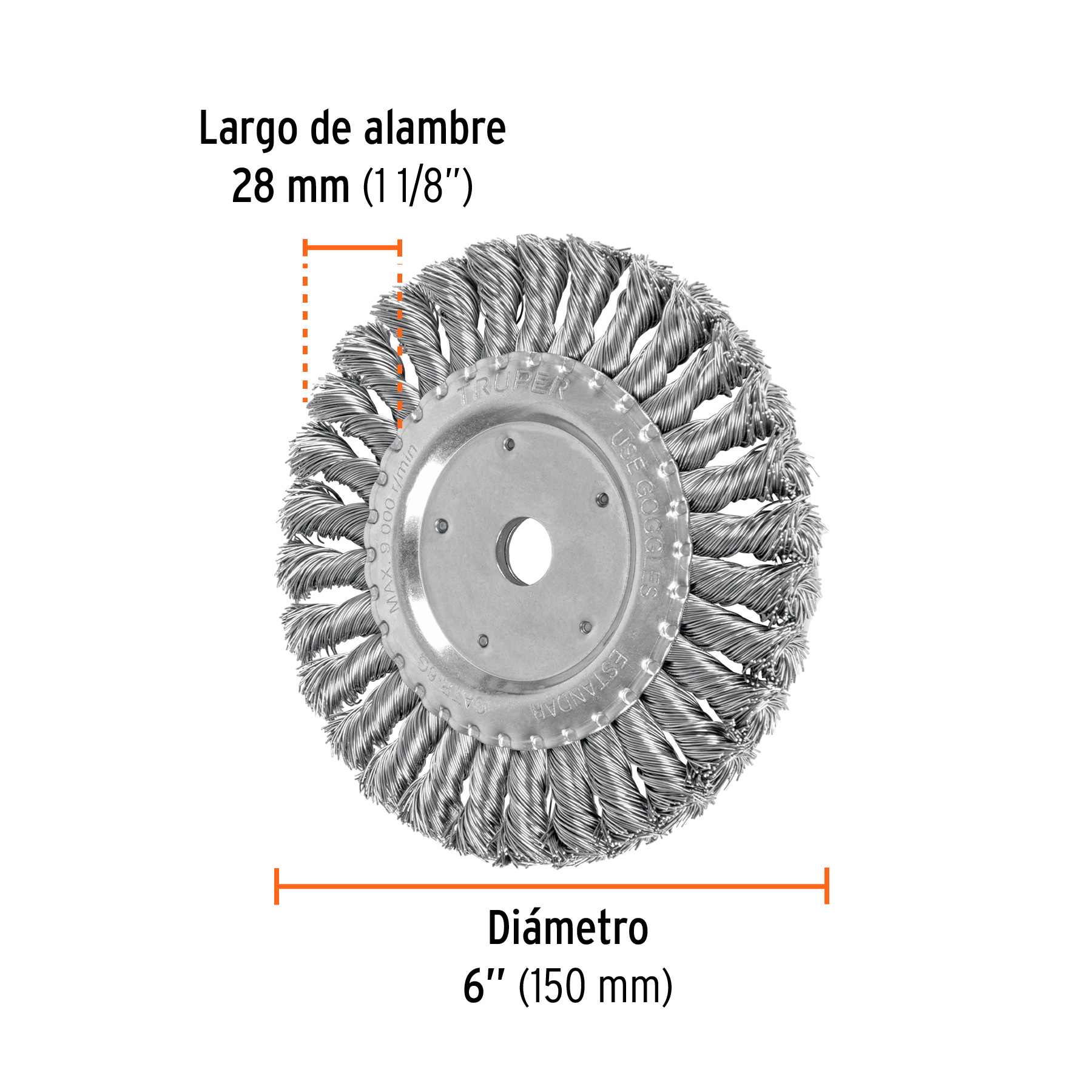 Carda trenzado grueso 6' x 5/8' para esmeril, TRUPER - Imagen 3