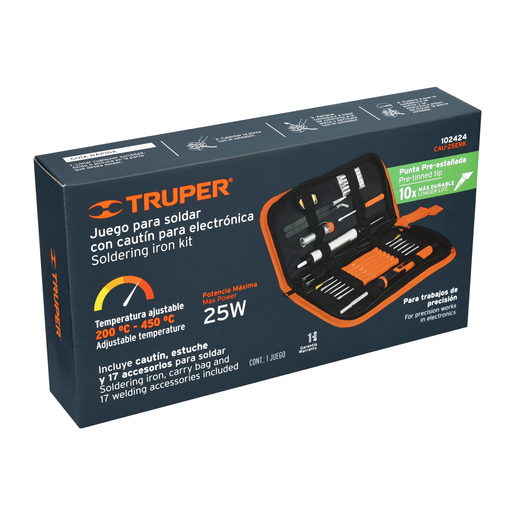 Kit soldadura electrónica con cautín de 25 W, temp regulable - Imagen 5