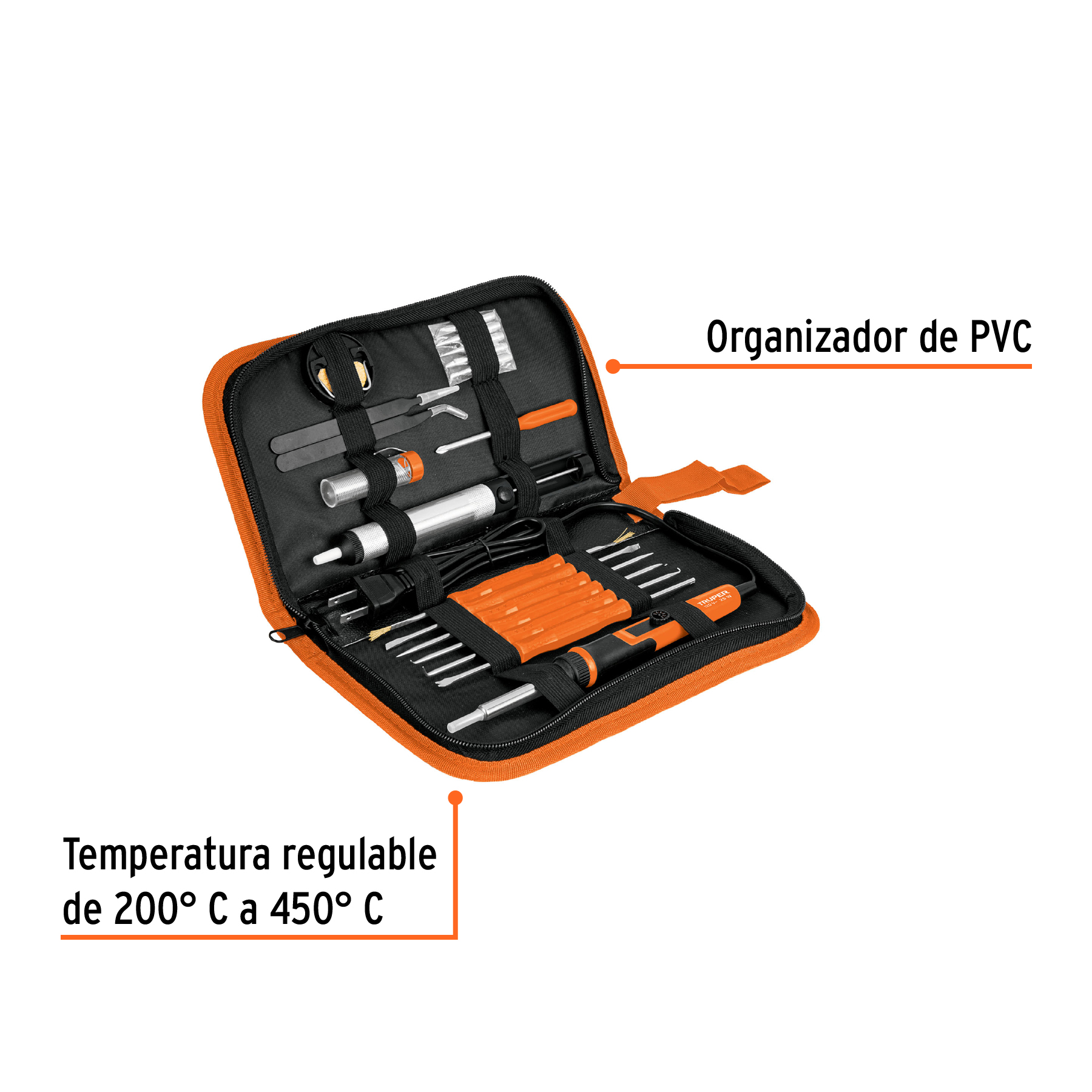 Kit soldadura electrónica con cautín de 25 W, temp regulable - Imagen 2