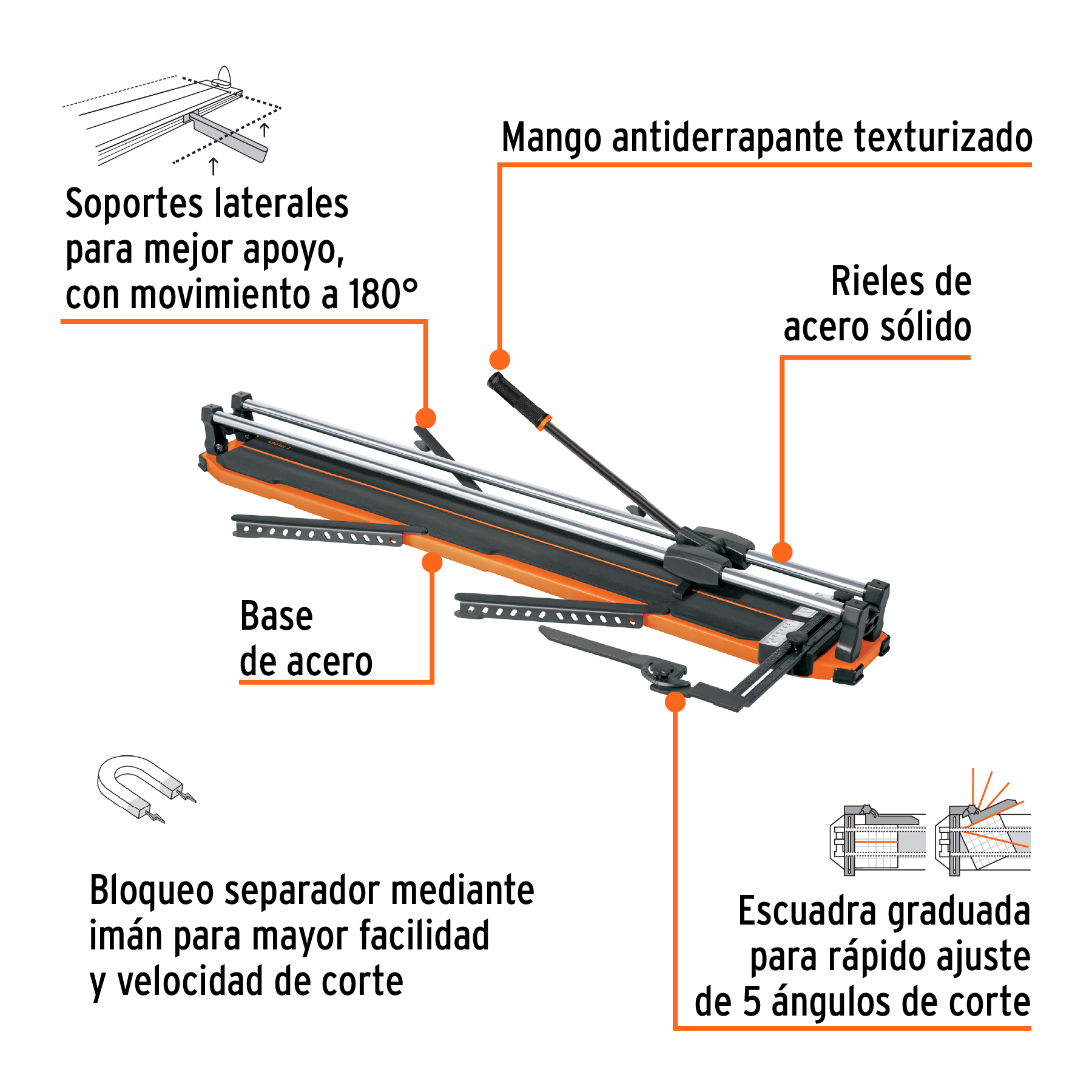 Cortador azulejo 40' (100cm) gran formato c/maletín, EXPERT - Imagen 2