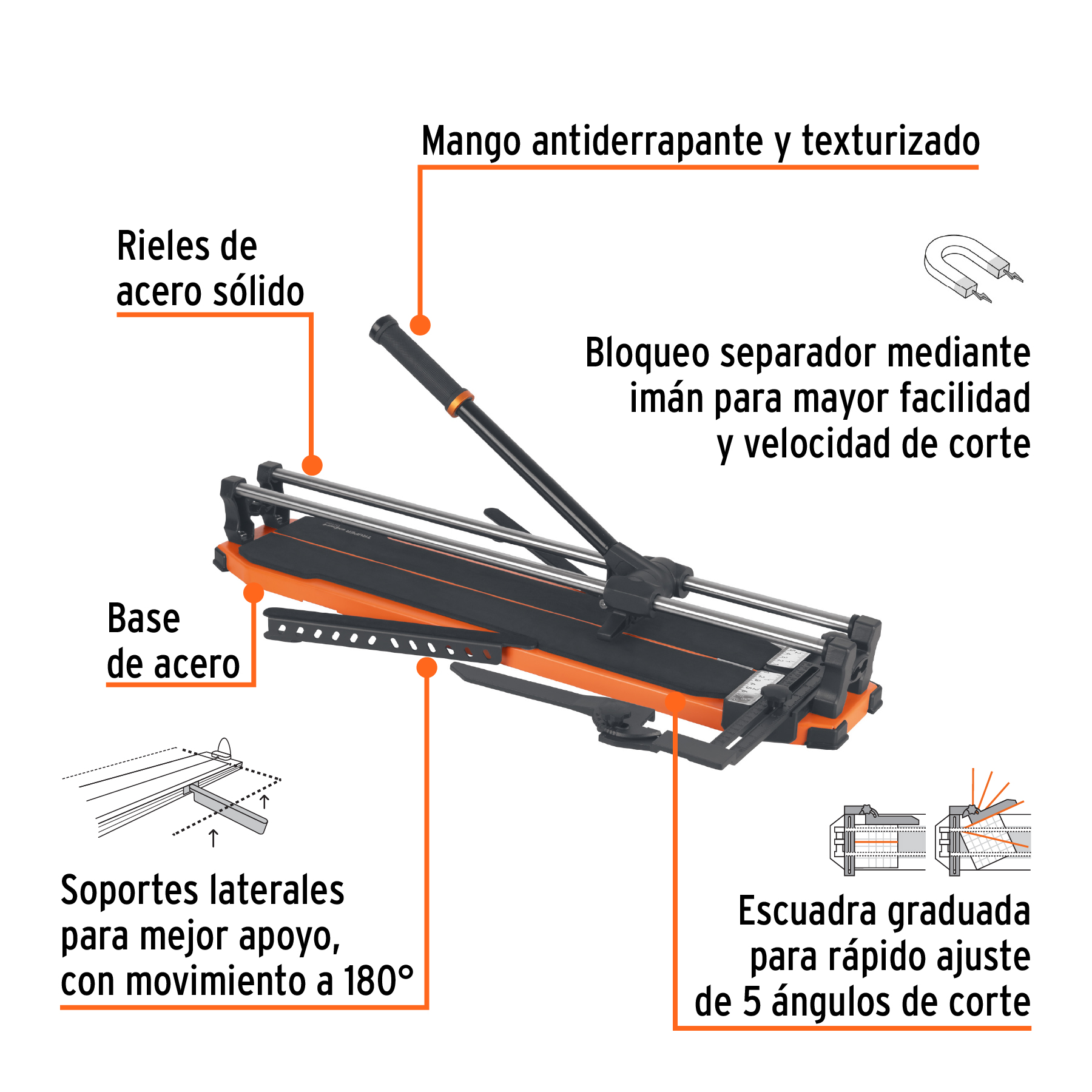 Cortador azulejo 25' (63cm) gran formato c/maletín, EXPERT - Imagen 2