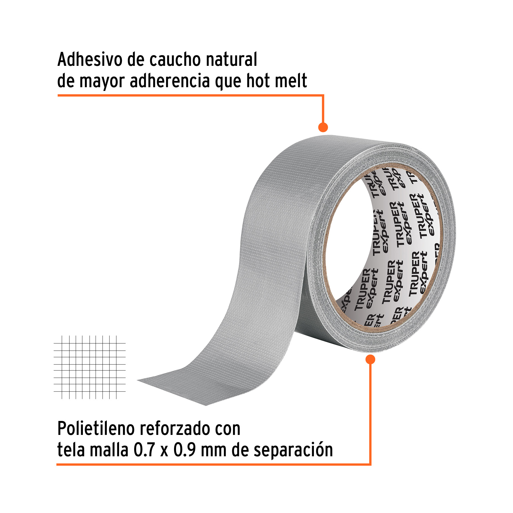 Cinta para ducto 10m x 48mm, espesor 0.27mm, EXPERT - Imagen 2