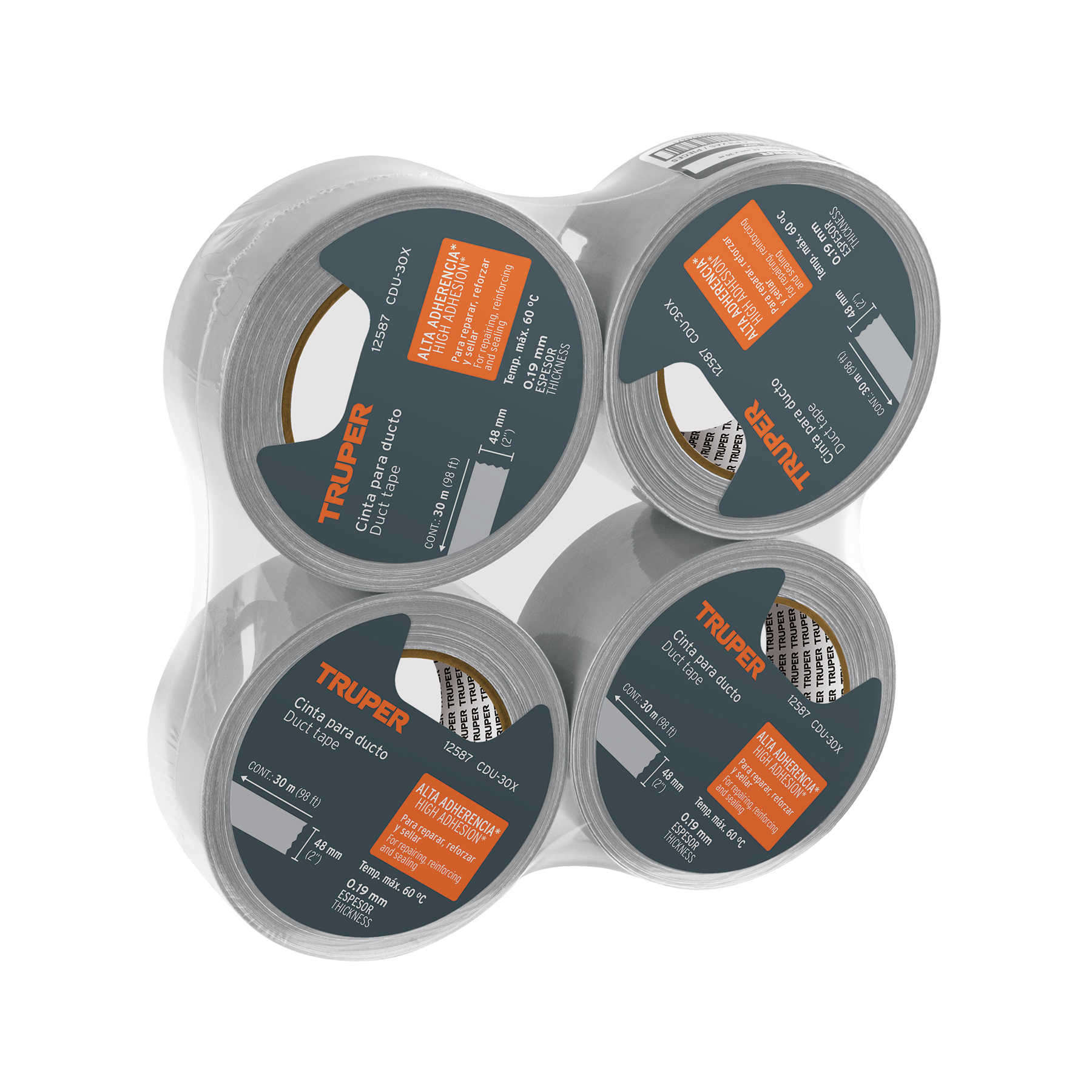 Cinta para ducto 30m x 48mm, espesor 0.19mm, TRUPER - Imagen 4
