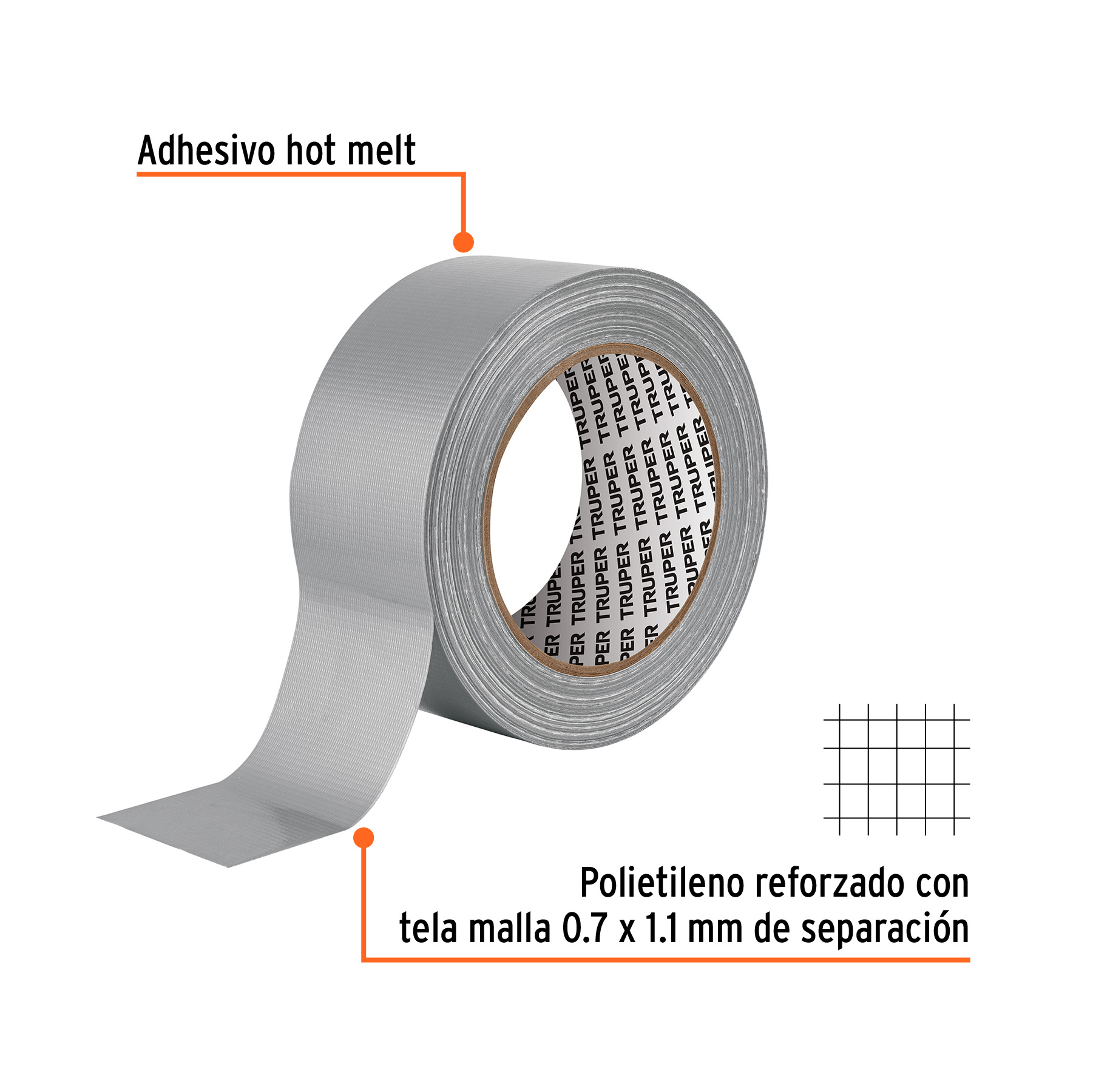 Cinta para ducto 30m x 48mm, espesor 0.19mm, TRUPER - Imagen 2
