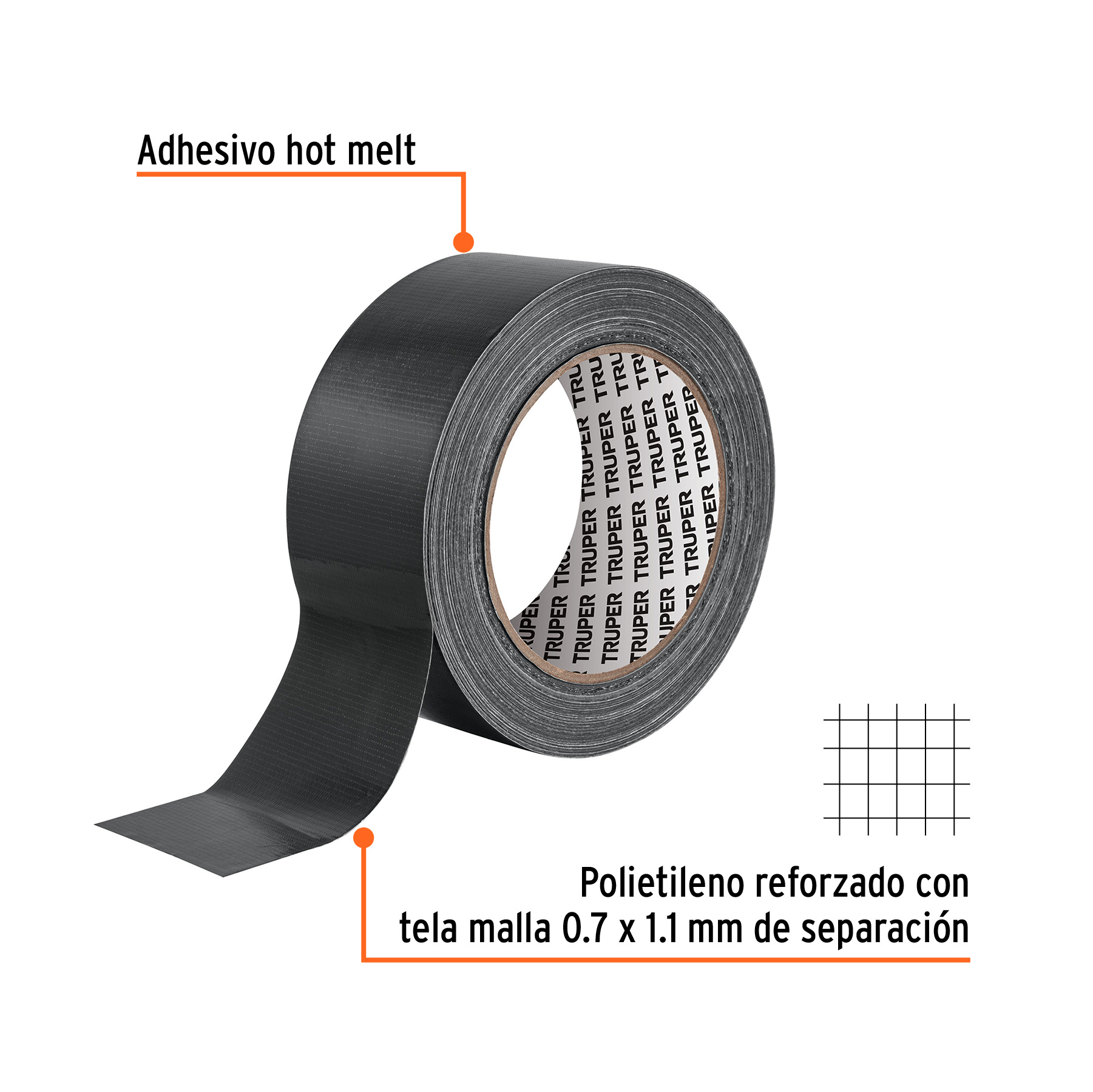 Cinta negra para ducto 30m x 48mm, espesor 0.19mm, TRUPER - Imagen 2