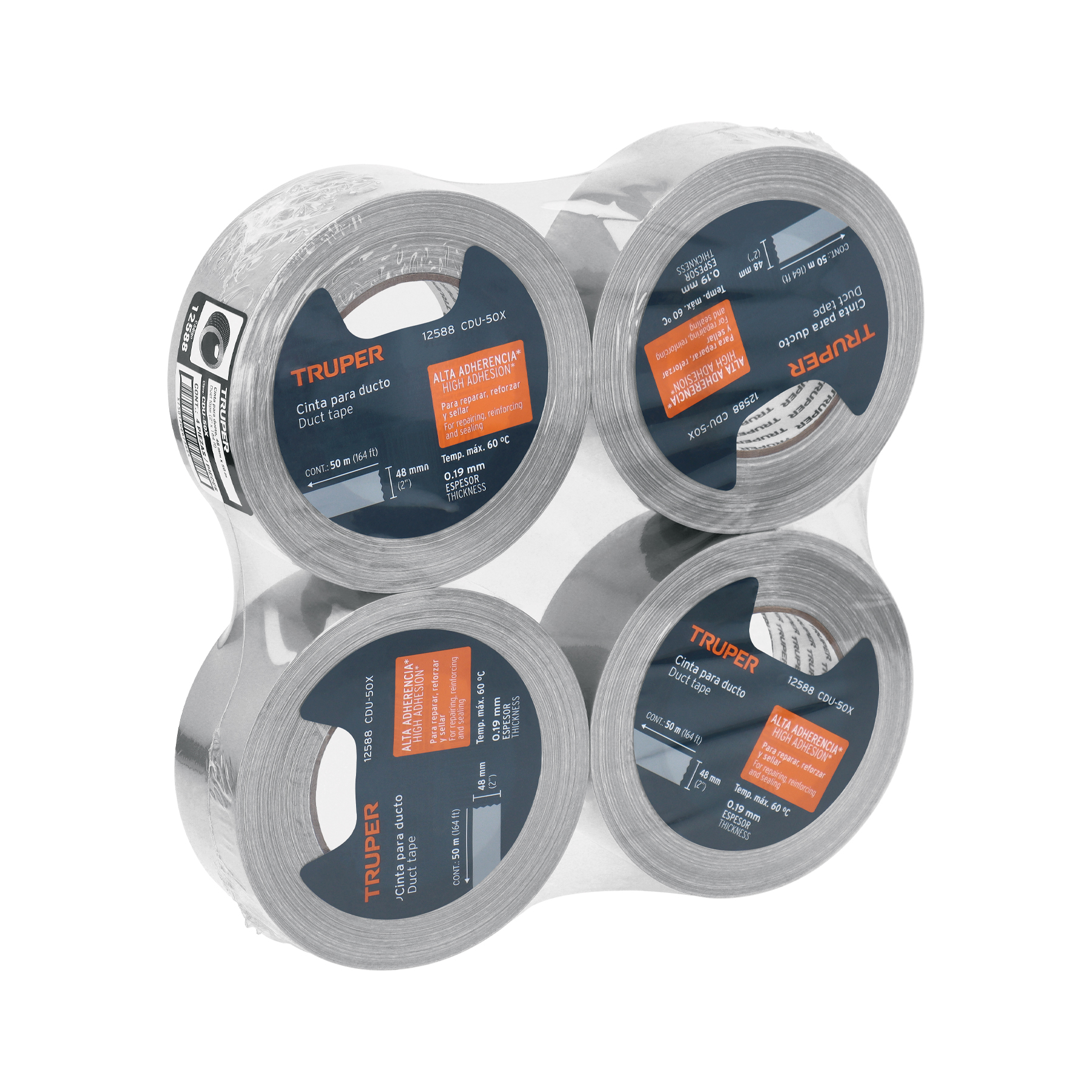 Cinta para ducto 50m x 48mm, espesor 0.19mm, TRUPER - Imagen 5