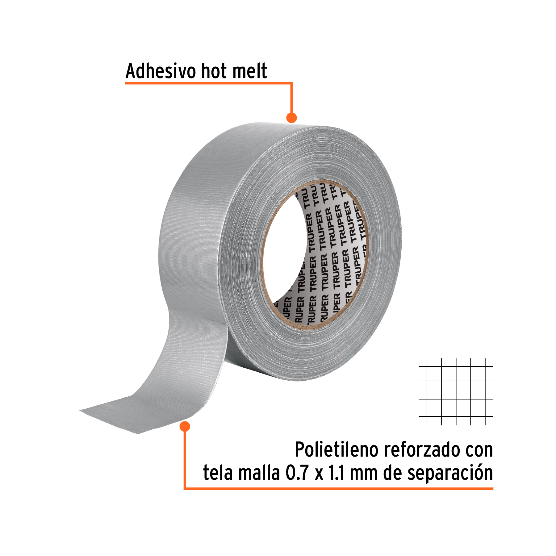 Cinta para ducto 50m x 48mm, espesor 0.19mm, TRUPER - Imagen 2