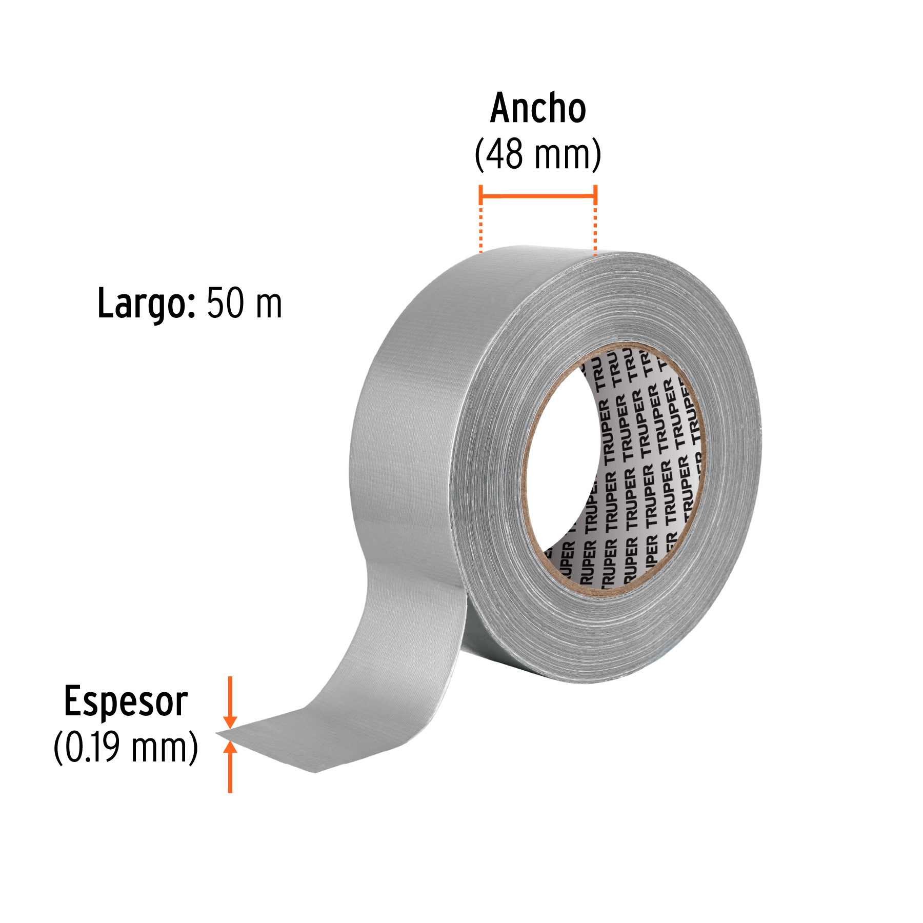 Cinta para ducto 50m x 48mm, espesor 0.19mm, TRUPER - Imagen 3