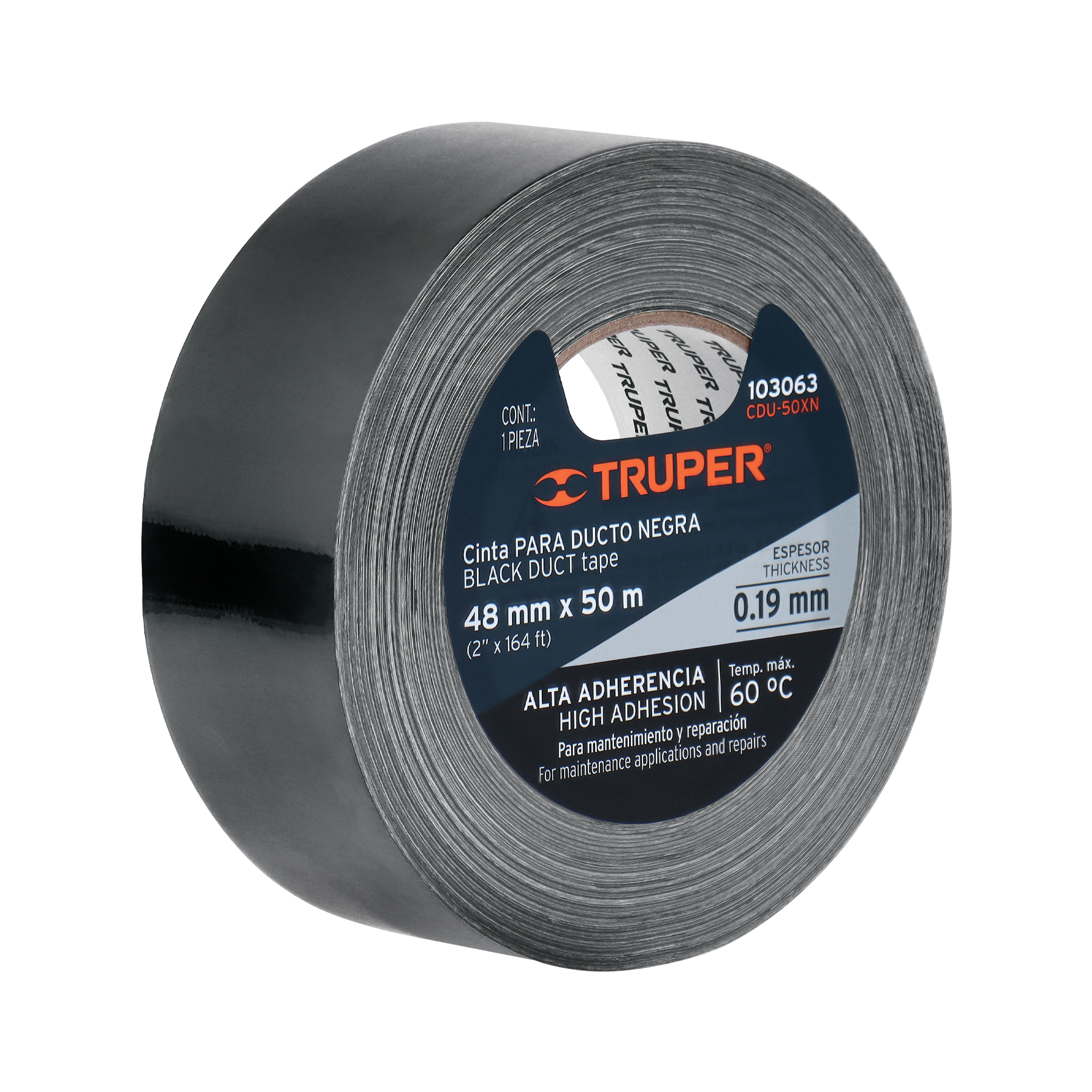Cinta negra para ducto 50m x 48mm, espesor 0.19mm, TRUPER - Imagen 4