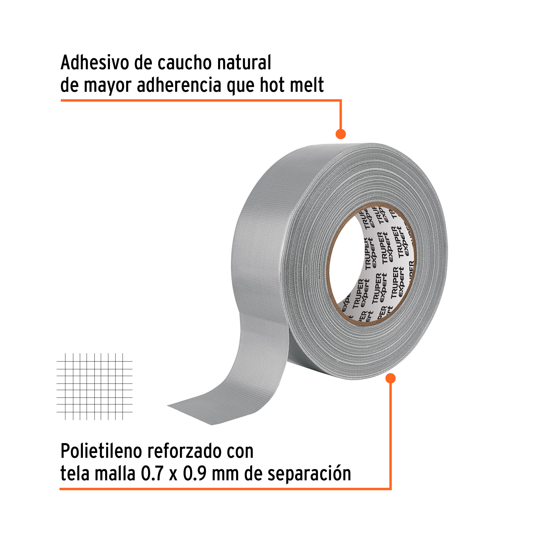 Cinta para ducto 50m x 48mm, espesor 0.27mm, EXPERT - Imagen 2
