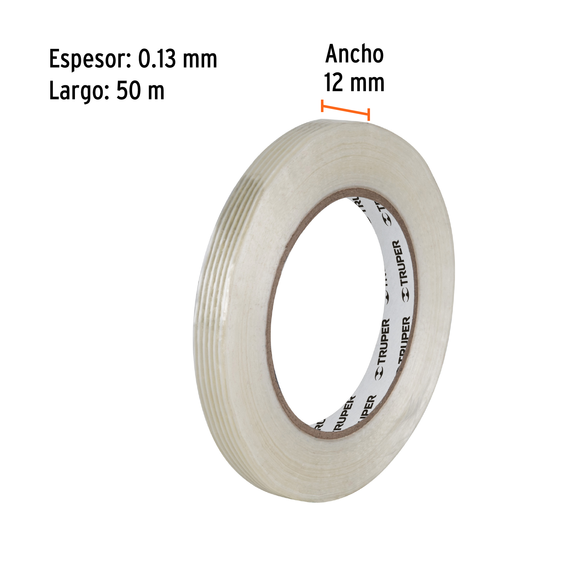 Cinta flejadora con filamentos 12mm x 50 m, transparente - Imagen 2