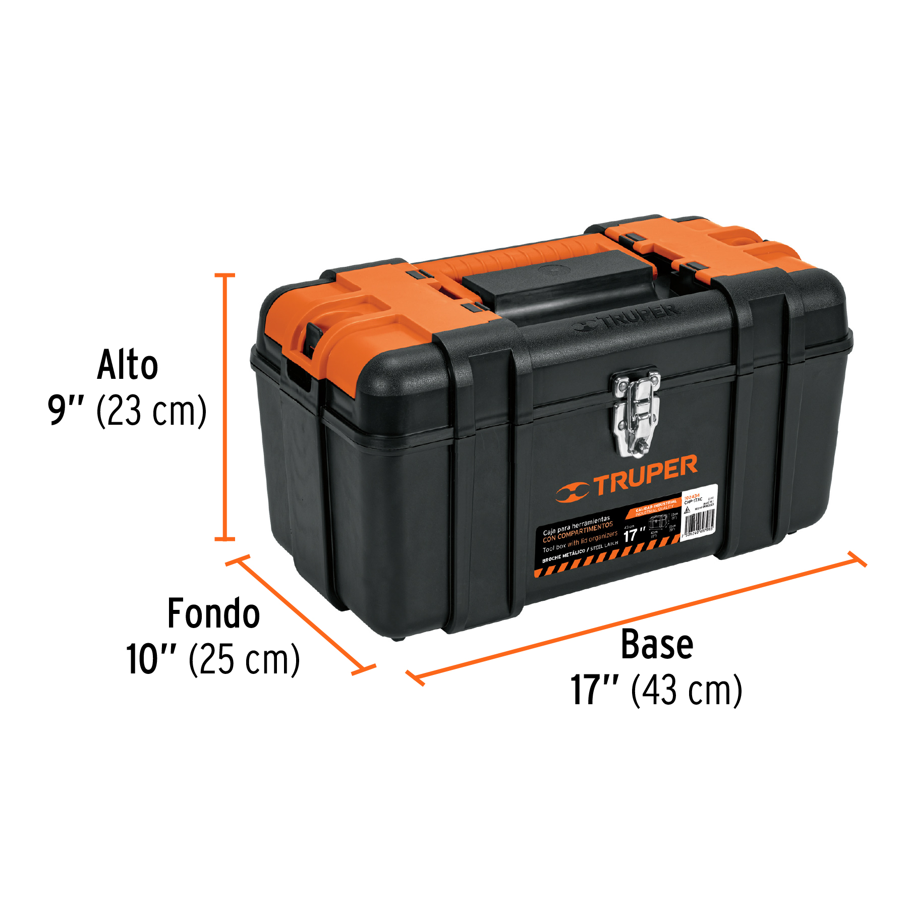 Caja para herramienta 17' compartimentos y broches metálicos - Imagen 3