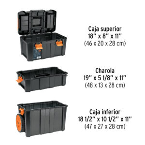 Caja para herramienta,19'x25' con ruedas, 3 en 1 desmontable - Imagen 4