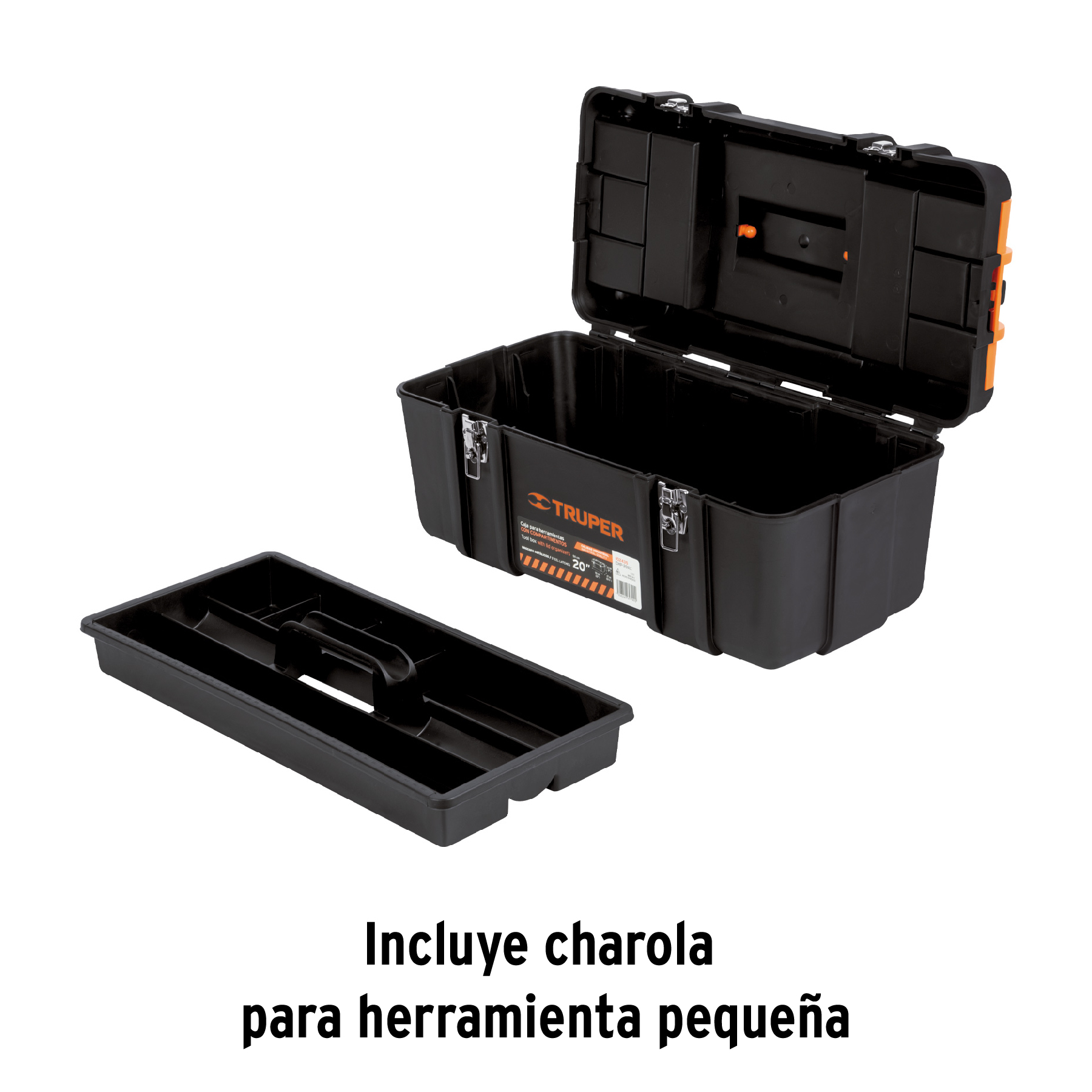 Caja para herramienta 20' compartimentos y broches metálicos - Imagen 4