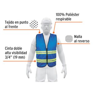 Alternative view of Chaleco de seguridad azul alta visibilidad con cierre