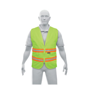 Chaleco de seguridad verde alta visibilidad con cierre