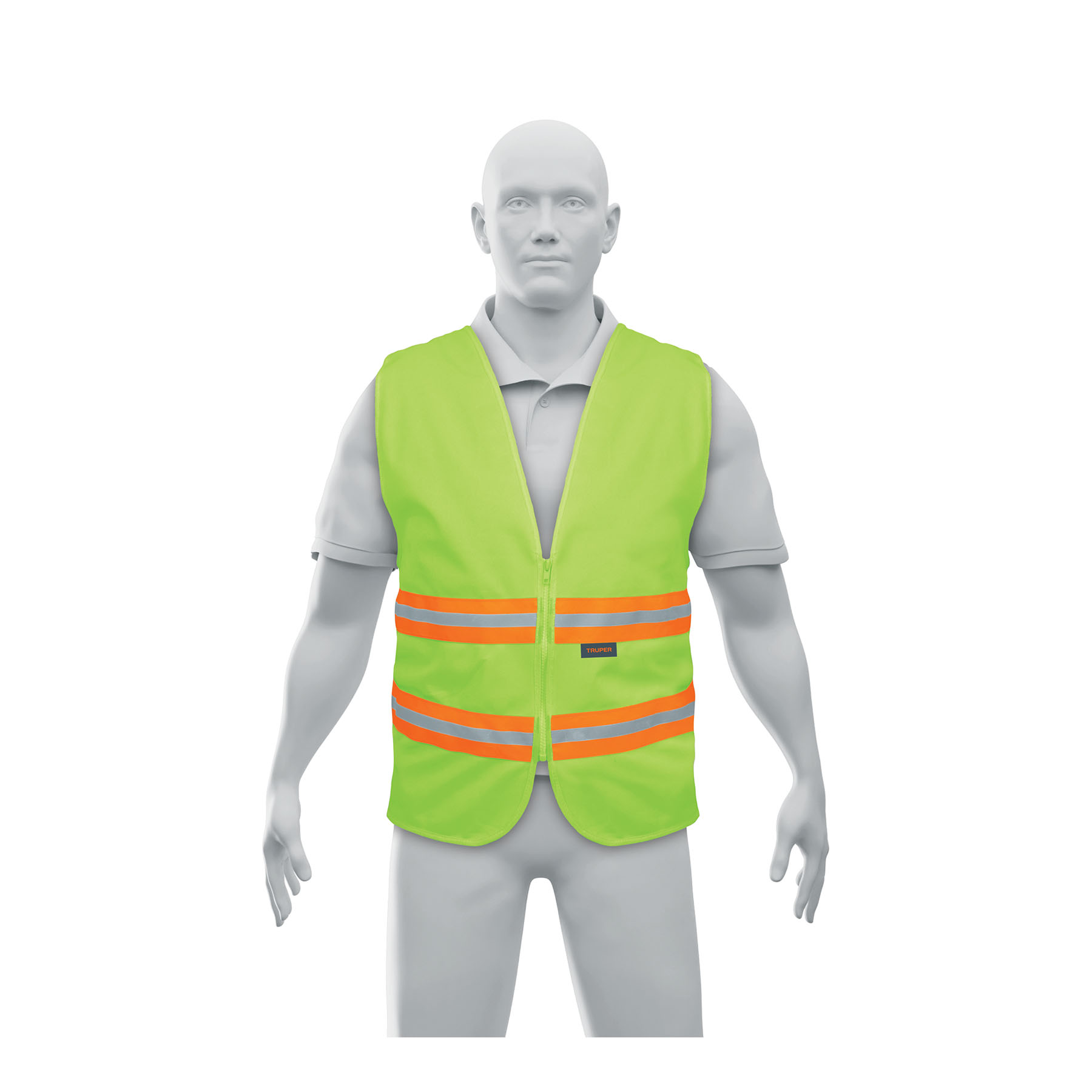 Chaleco de seguridad verde alta visibilidad con cierre