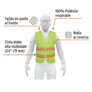 Chaleco de seguridad verde alta visibilidad con cierre - Imagen 2