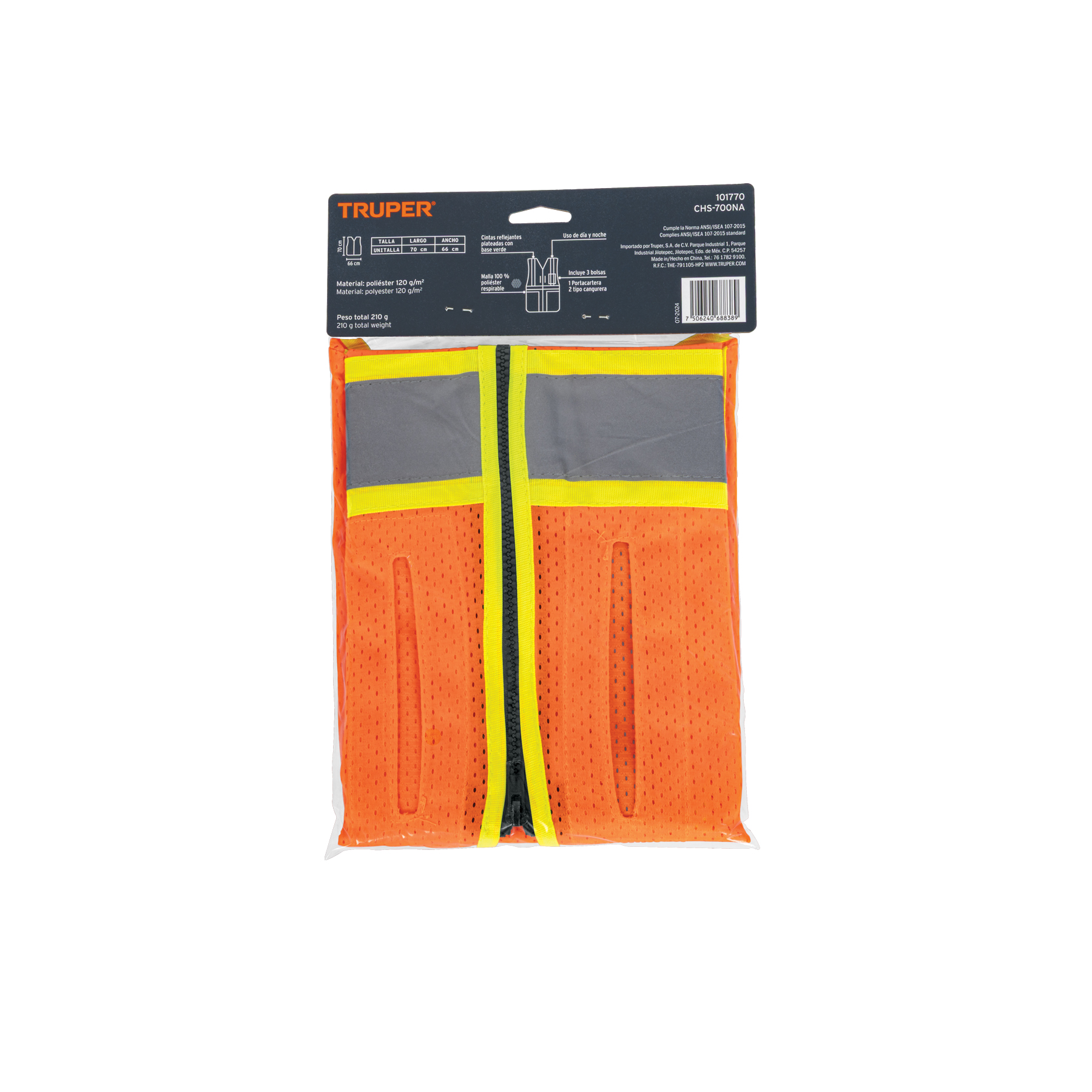 Chaleco de seguridad para arnés, alta visibilidad, naranja - Imagen 3