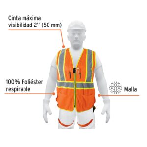Alternative view of Chaleco de seguridad para arnés, alta visibilidad, naranja