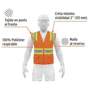 Alternative view of Chaleco de seguridad naranja max visibilidad y 6 bolsas