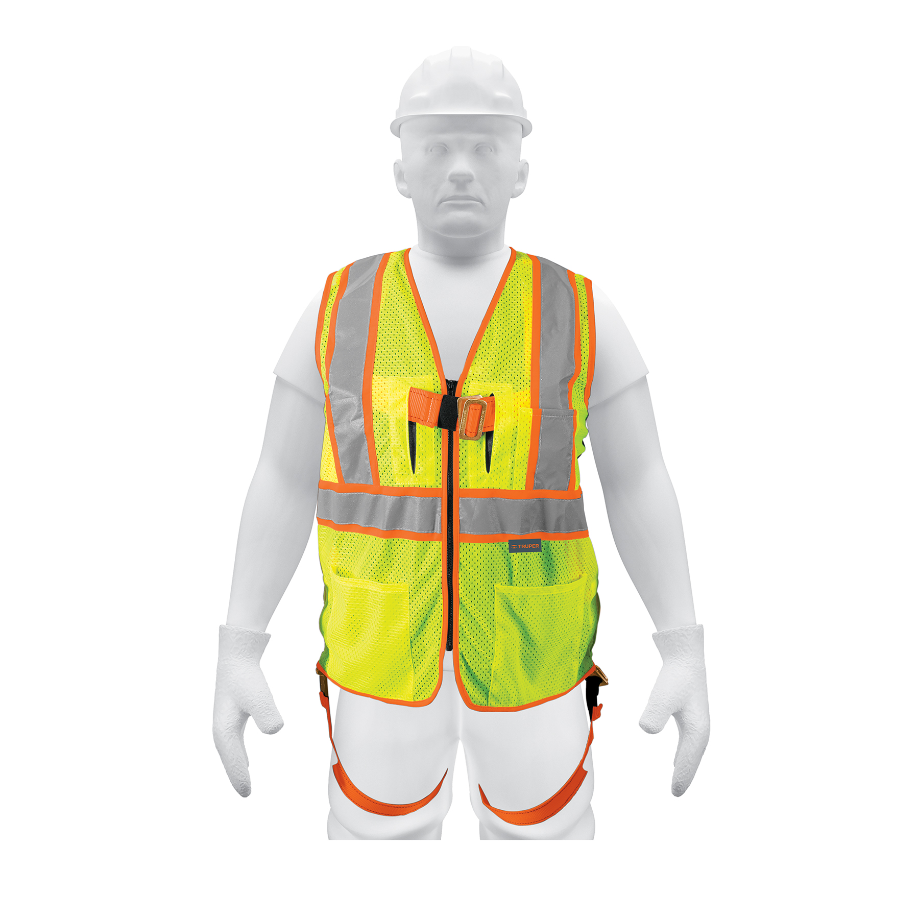 Chaleco de seguridad para arnés, alta visibilidad, verde