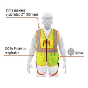 Alternative view of Chaleco de seguridad para arnés, alta visibilidad, verde