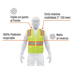 Alternative view of Chaleco de seguridad verde max visibilidad y 6 bolsas